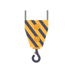 Construction industry hook icon and crane equipment illustration. Building heavy engineering symbol and industrial work tool. Lifting machinery weight with rope and machine build house. Cargo element