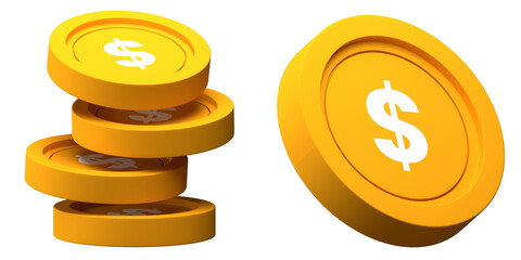 Dollar Coin Stack 3d Illustration