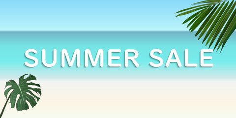 Obraz premium Summer sale banner, tropical beach website, web banner, sign, flyer