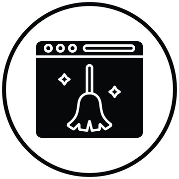 black web browser cleaning icon clip art preview