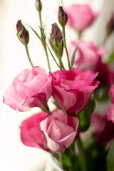 beauty bouquet in vase, pink eustoma