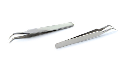 Tweezers isolated on white background.