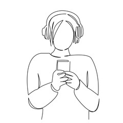 girl listening to music with headphones