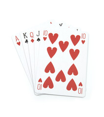  Straight - poker cards on white background