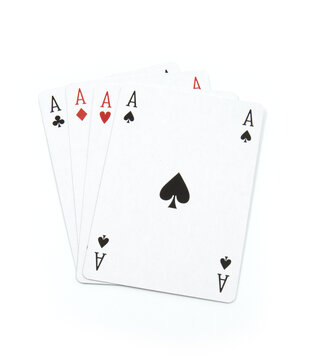 Spade four aces poker cards isolated on white background