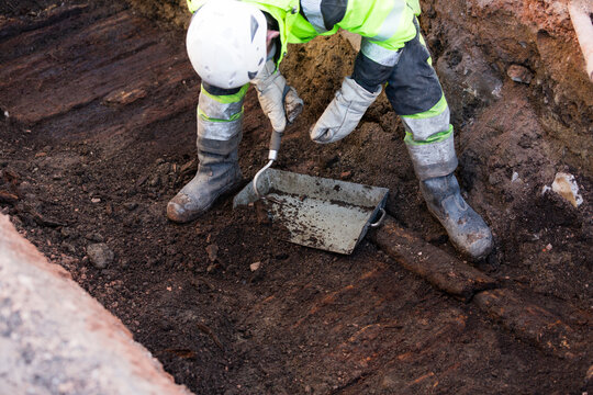 Worker in reflective clothing during work