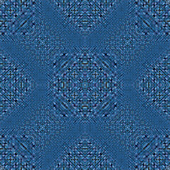 Seamless ornament. Modern motley pattern in blue tones. Geometric modern background.