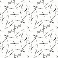 Elegant swirl and curly brush strokes seamless pattern. Hand drawn vector ink monochrome background. Painted abstract texture. Scribble lines and calligraphy wide and thin brush strokes repeat.