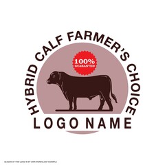 hybrig calf logo, silhouette of great young bull standing, vector illustrations