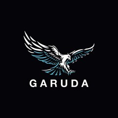 eagle or garuda logo, silhouette of great hawk flying, vector illustrations