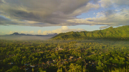 mountain view with fog