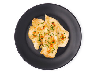 Cooked chicken breast isolated on white background
