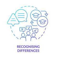 Recognising differences blue gradient concept icon. Personal approach. Principle of learning abstract idea thin line illustration. Isolated outline drawing. Myriad Pro-Bold fonts used