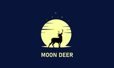 Beauty Deer Buck Stag Silhouette Sunset logo design inspiration