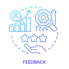 Feedback blue gradient concept icon. Progress rating and evaluation. Principle of learning abstract idea thin line illustration. Isolated outline drawing. Myriad Pro-Bold fonts used