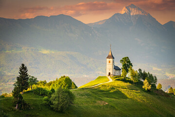 Sveti Tomaz, Slovenia - Aerial view of Jamnik church - obrazy, fototapety, plakaty