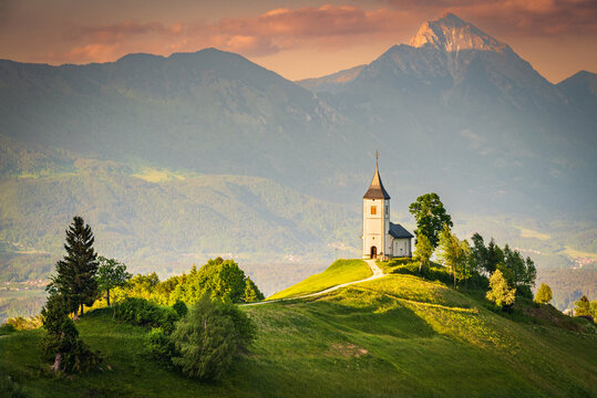 Sveti Tomaz, Slovenia - Aerial view of Jamnik church