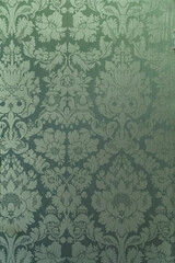 Retro floral ornamental victorian wallpaper fabric in green full frame repeating