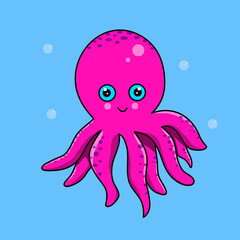 A cute octopus in vector illustration design in cartoon style