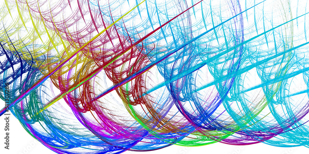 Aufkleber a colorful repeating pattern of straight and arcuate lines. abstract fractal background with blur. 3