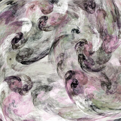 Pastel swirls. Imitation of pastel drawing. Abstract fractal background. 3d rendering. 3d illustration.