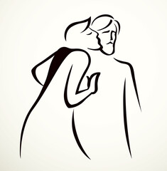 Kiss of Judas. Betrayal. Vector drawing