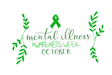 Mental Illness Awareness Week hand drawn brush lettering card template