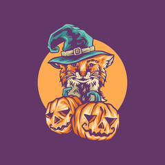 Halloween Fox Pumpkin Illustration