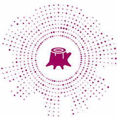 Purple Tree stump icon isolated on white background. Abstract circle random dots. Vector