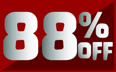 98 percent off. Red banner with white and gray typography for promotions and offers