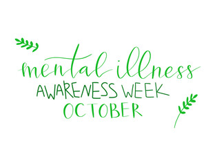Mental Illness Awareness Week hand drawn brush lettering card template