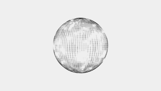 Geometric halftone animated symbol of sphere, circle. Rotating world Wide Web. Pattern of digital network, matrix. Globe. Background for screensavers, presentations, technology, business. 4k