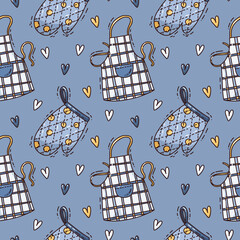 seamless pattern with aprons and hearts