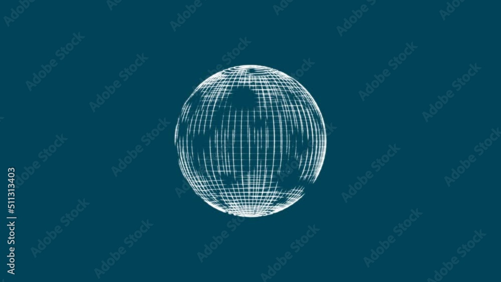 Poster geometric glow animated symbol of sphere, circle. rotating world wide web. pattern of digital networ