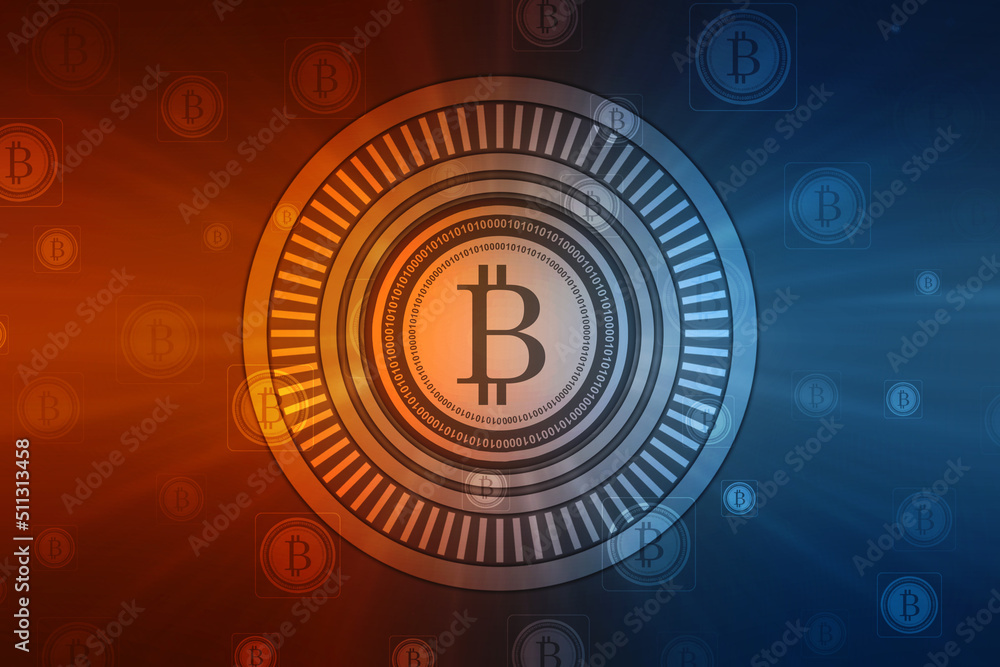 Aufkleber global abstract bitcoin crypto currency blockchain technology world map background illustration
