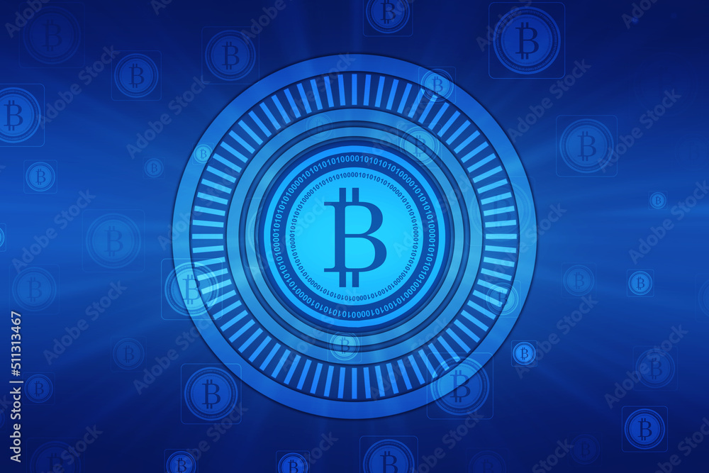 Aufkleber global abstract bitcoin crypto currency blockchain technology world map background illustration
