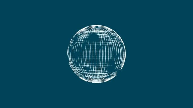 Geometric glow animated symbol of sphere, circle. Rotating world Wide Web. Pattern of digital network, matrix. Globe. Background for screensavers, presentations, technology, business. 4k