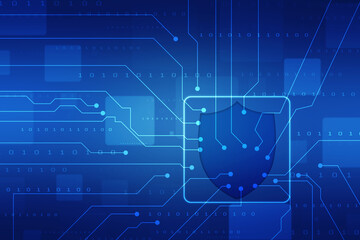 Protect and Security concept. Digital Shield on abstract technology background, Cyber security and information or network protection. Future technology web services for business and internet project