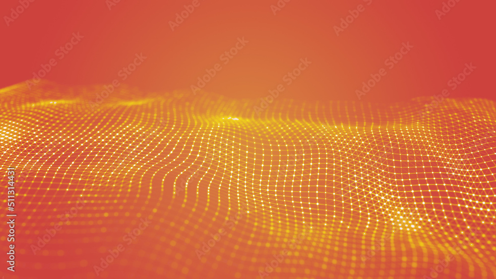Poster abstract bright background with yellow moving lines and dots. network connection. internet connectio