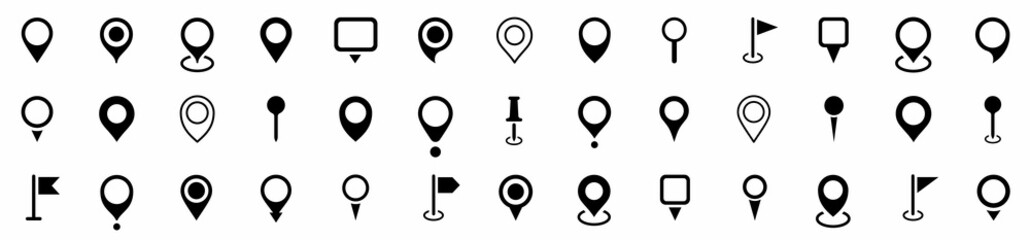 Set of Location pin icons. Modern map markers. Location mark icons. Map Marker Illustration. Destination Symbol. Pointer Logo. Vector illustration