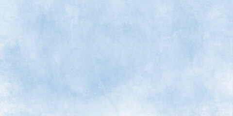 Abstract blue winter snow grunge background. Colorful winter blue ink and watercolor textures on white paper background. Paint leaks and ombre effects. Hand painted abstract image.