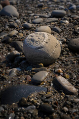 Decorative rocks on a pebble beach in the UK