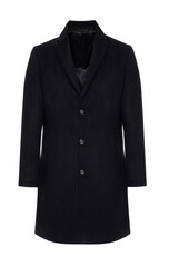 Classic cashmere black male coat isolated on white background