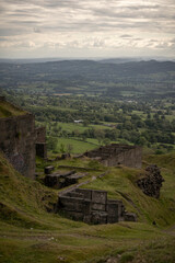 Fototapeta premium Derelict industrial buildings on a British countryside hill