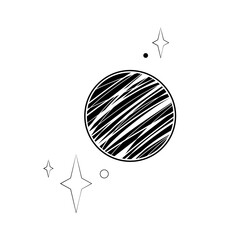 A planet with stars. Vector illustration isolated on a white background for design and web.