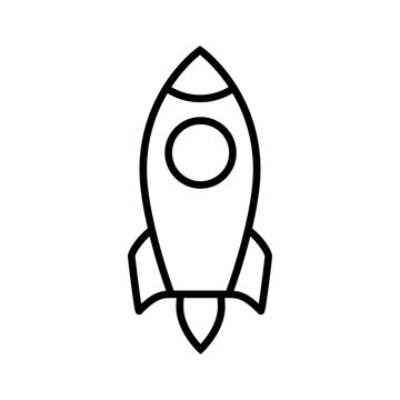The space rocket icon. The black silhouette of a spaceship. The vector illustration is isolated.