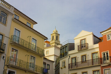 Fototapeta na wymiar Beautiful palace in Alfama district in Lisbon 