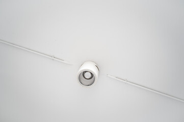 Stretch ceiling white and complex shape.