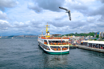  Passenger ferry departing from Istanbul Eminonu pier.