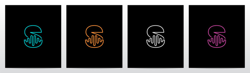 Sound Wave On Outline Letter Logo Design S